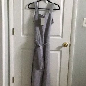 Everlane gray and white striped jumpsuit